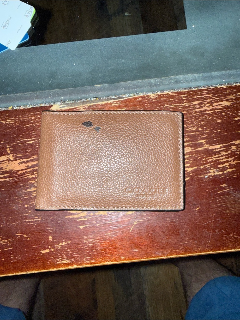 COACH Brown Pebbled Leather Card & Key Holder